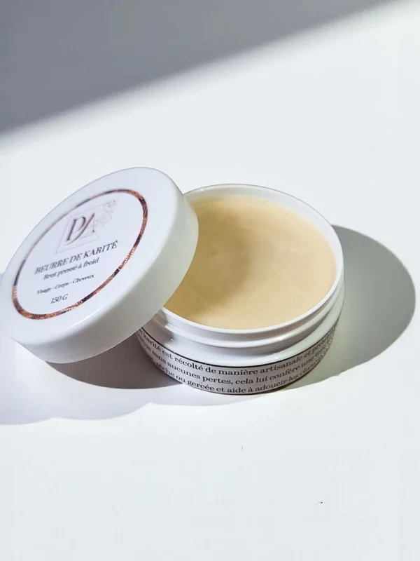 Beurre de karité brut ouvert 150g Perles d’Afrique au Maroc avec texture naturelle